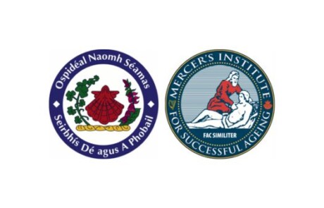 The logos of St. James Hospital and the Mercer's Institute for Successful Ageing.
